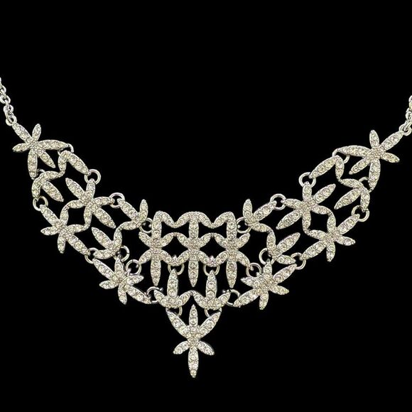 INC International Concepts Silver RCRY Bib Party  16” Necklace 3” Extender - Picture 2 of 4
